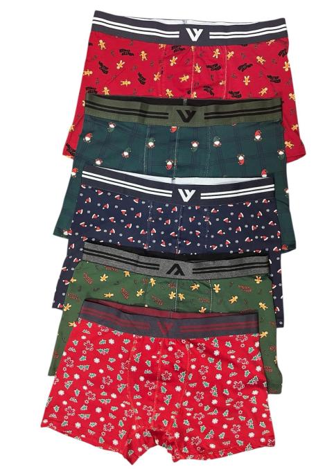 Boxeri barbati de Craciun, imprimeu emoji craciun,culoare diversificata,En-gros